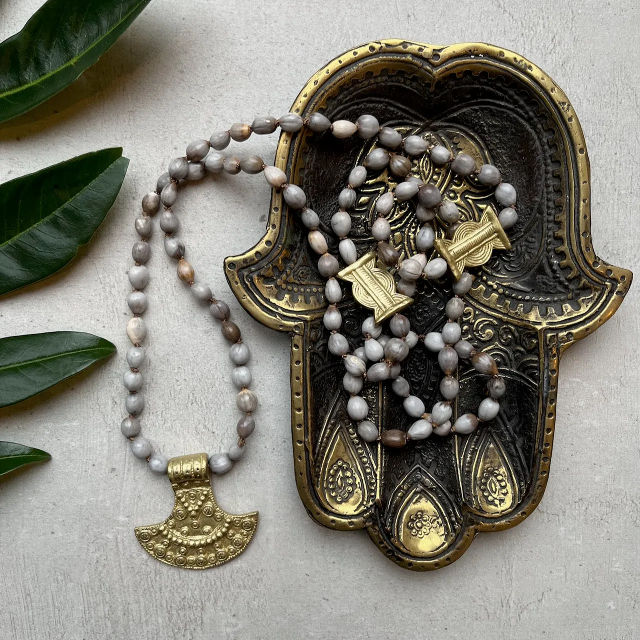 Unique Vaijayanti Mala with Bronze African pendant
