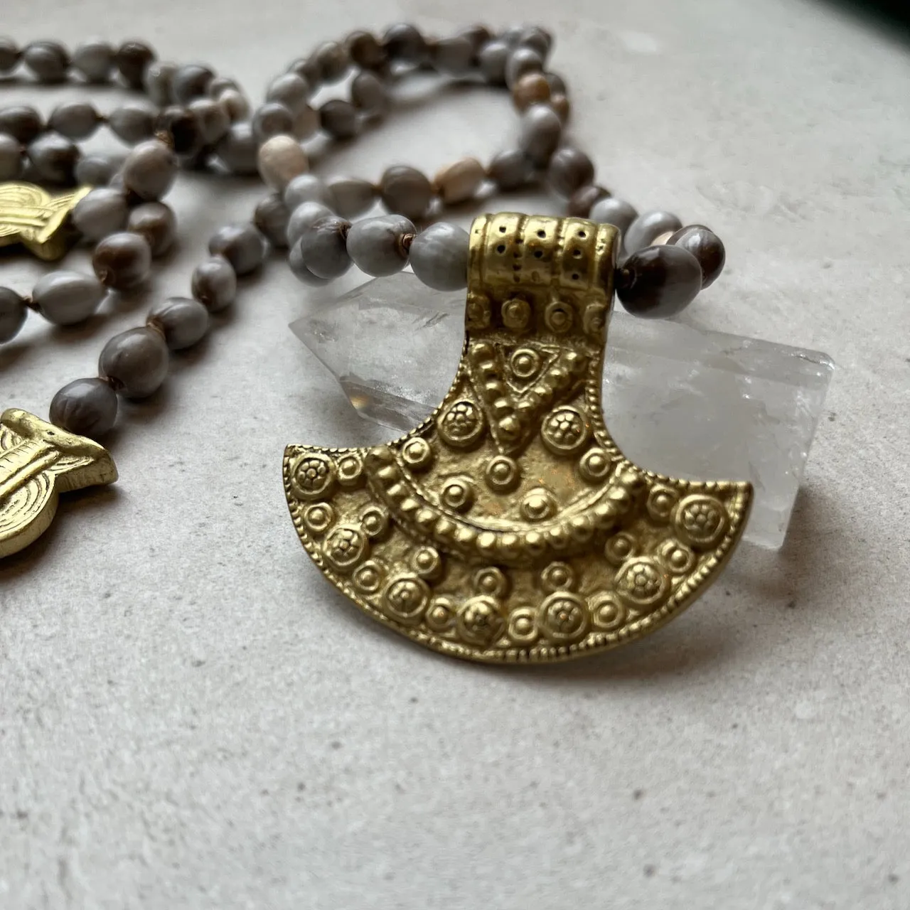 Unique Vaijayanti Mala with Bronze African pendant
