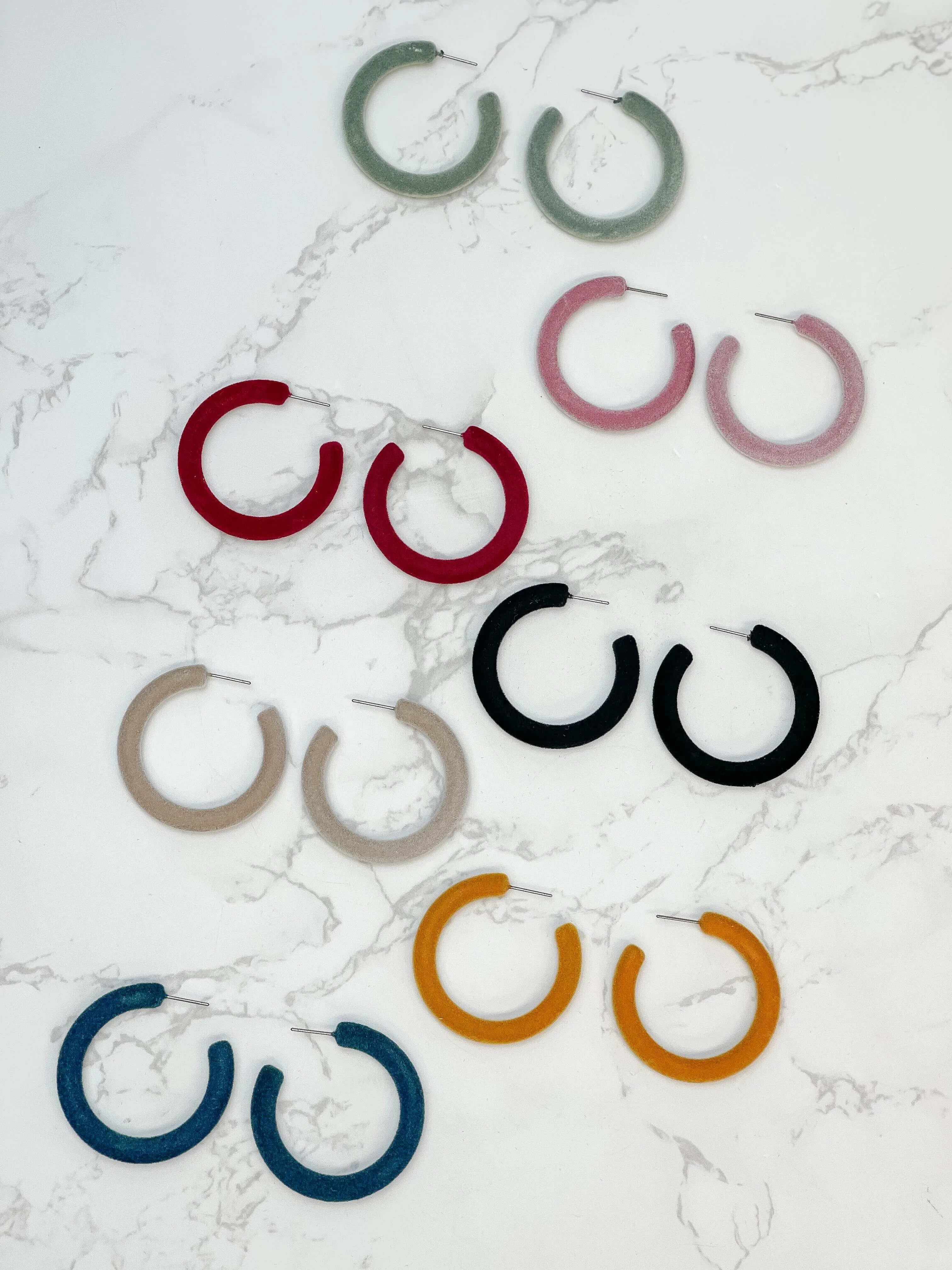 Velvet Hoop Earrings - Sage