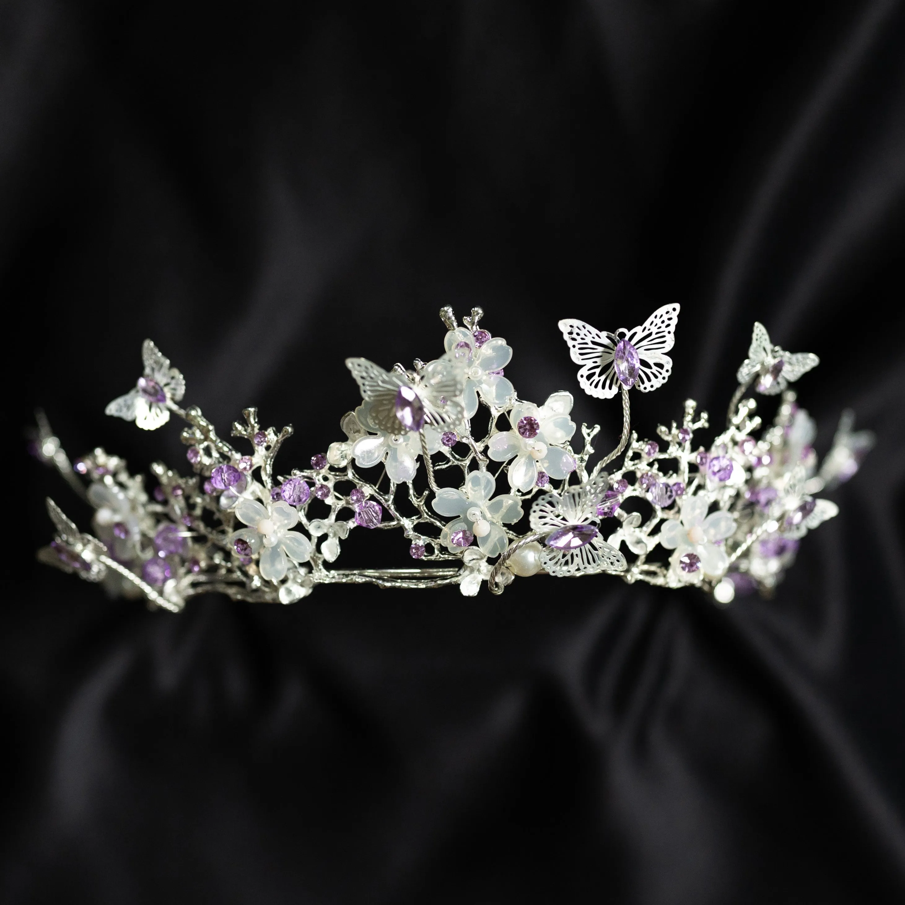 Verna's Tiara in Lavender Purple & Silver