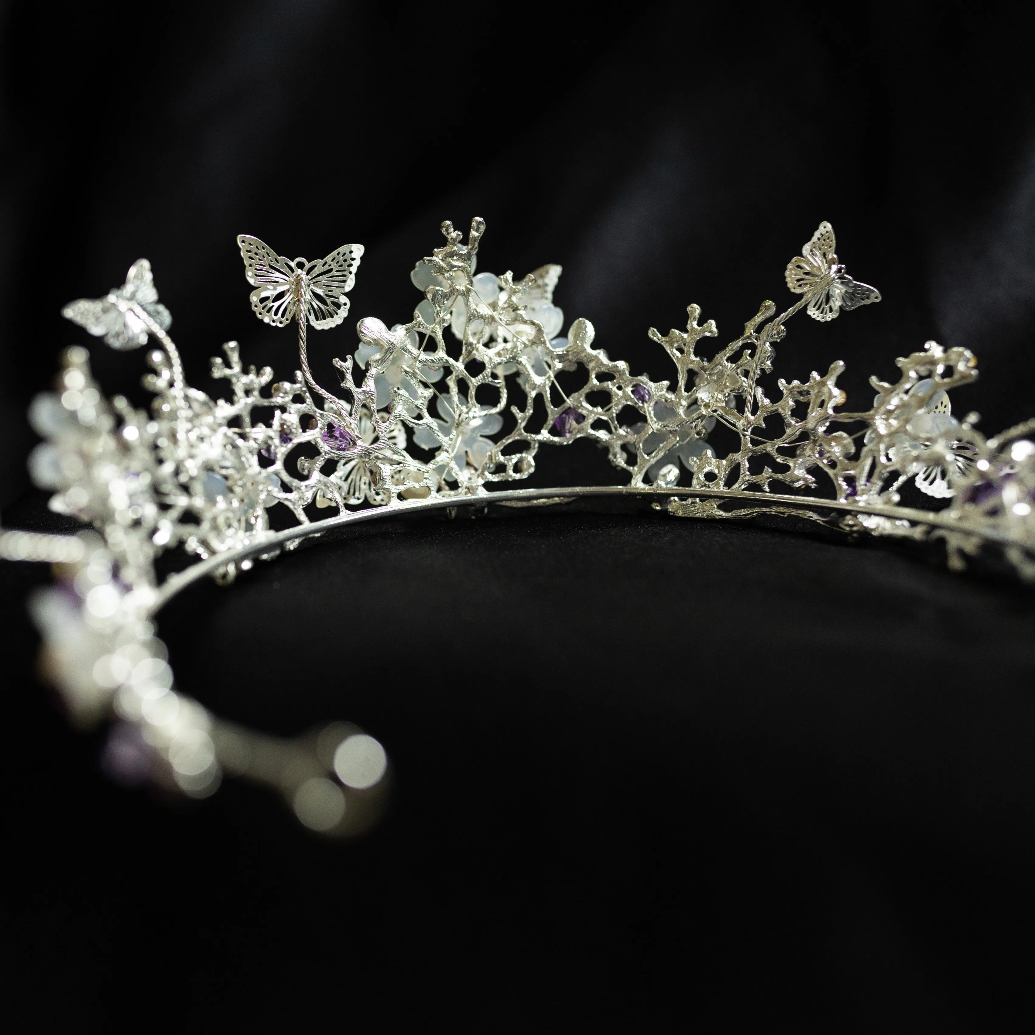 Verna's Tiara in Lavender Purple & Silver