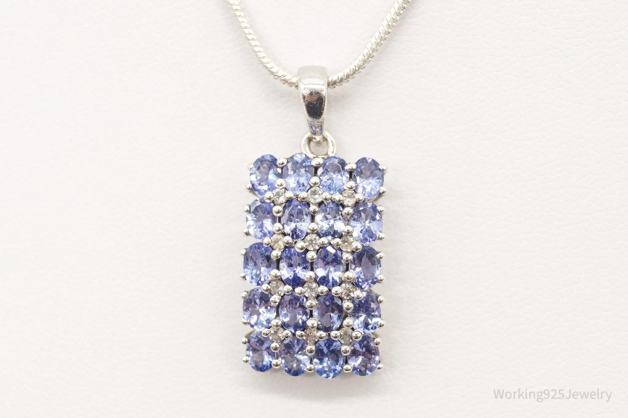 Vintage Designer TGGC Iolite Cubic Zirconia Sterling Silver Necklace