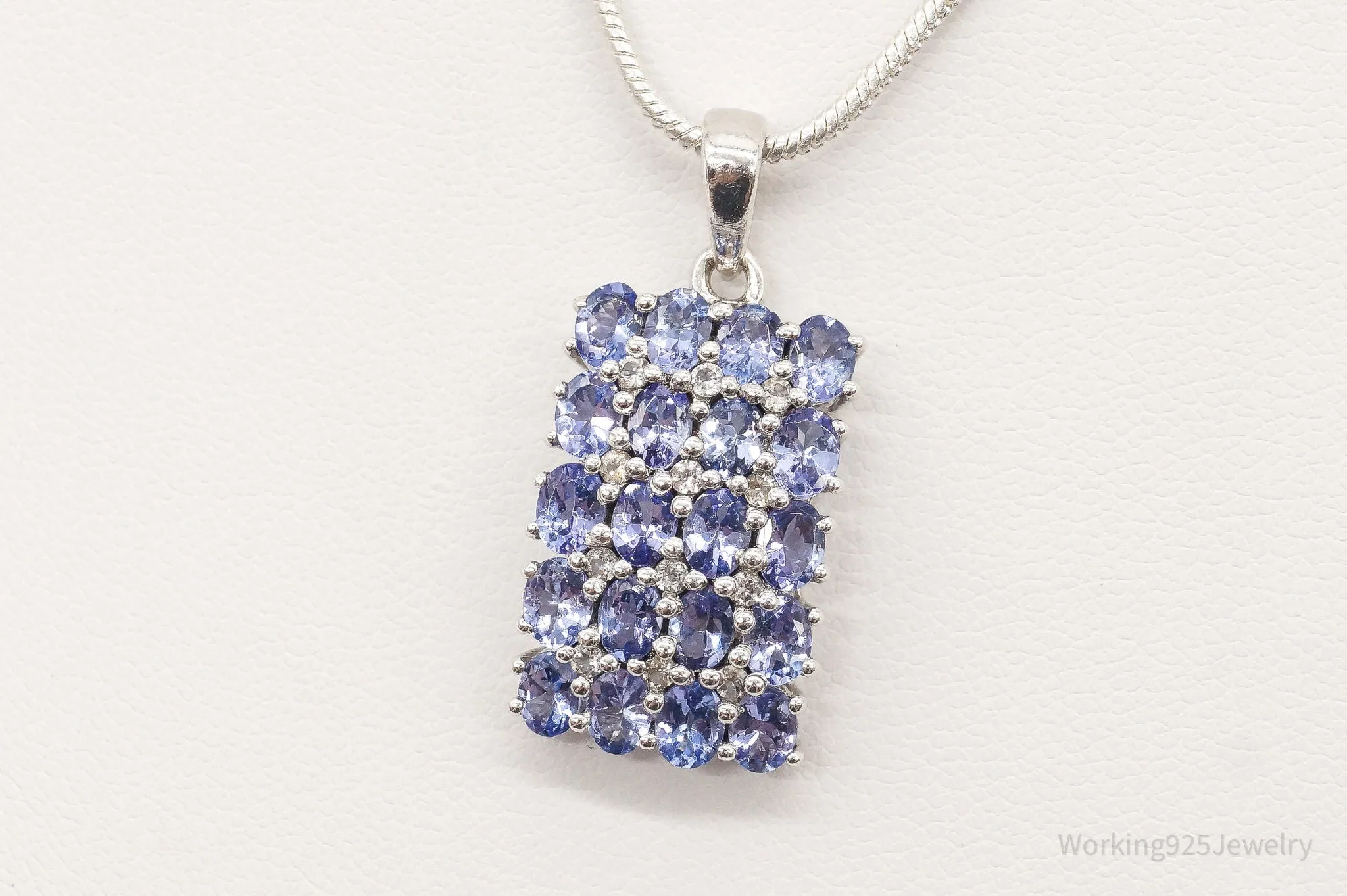 Vintage Designer TGGC Iolite Cubic Zirconia Sterling Silver Necklace