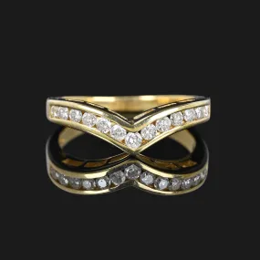 Vintage Diamond Chevron Ring in 14K Gold