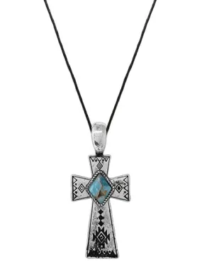 Western Semi Stone Cross Necklace