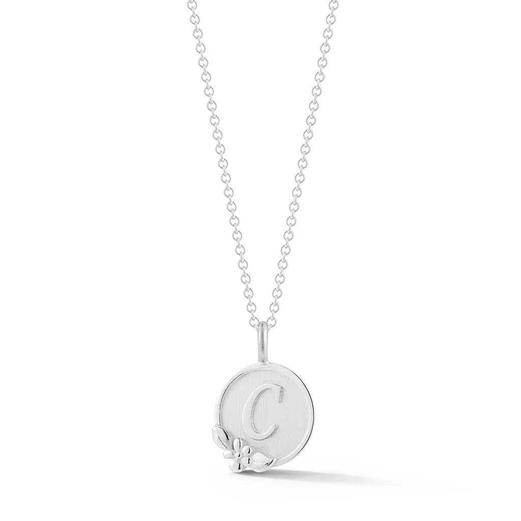 White Gold C Initial Pendant