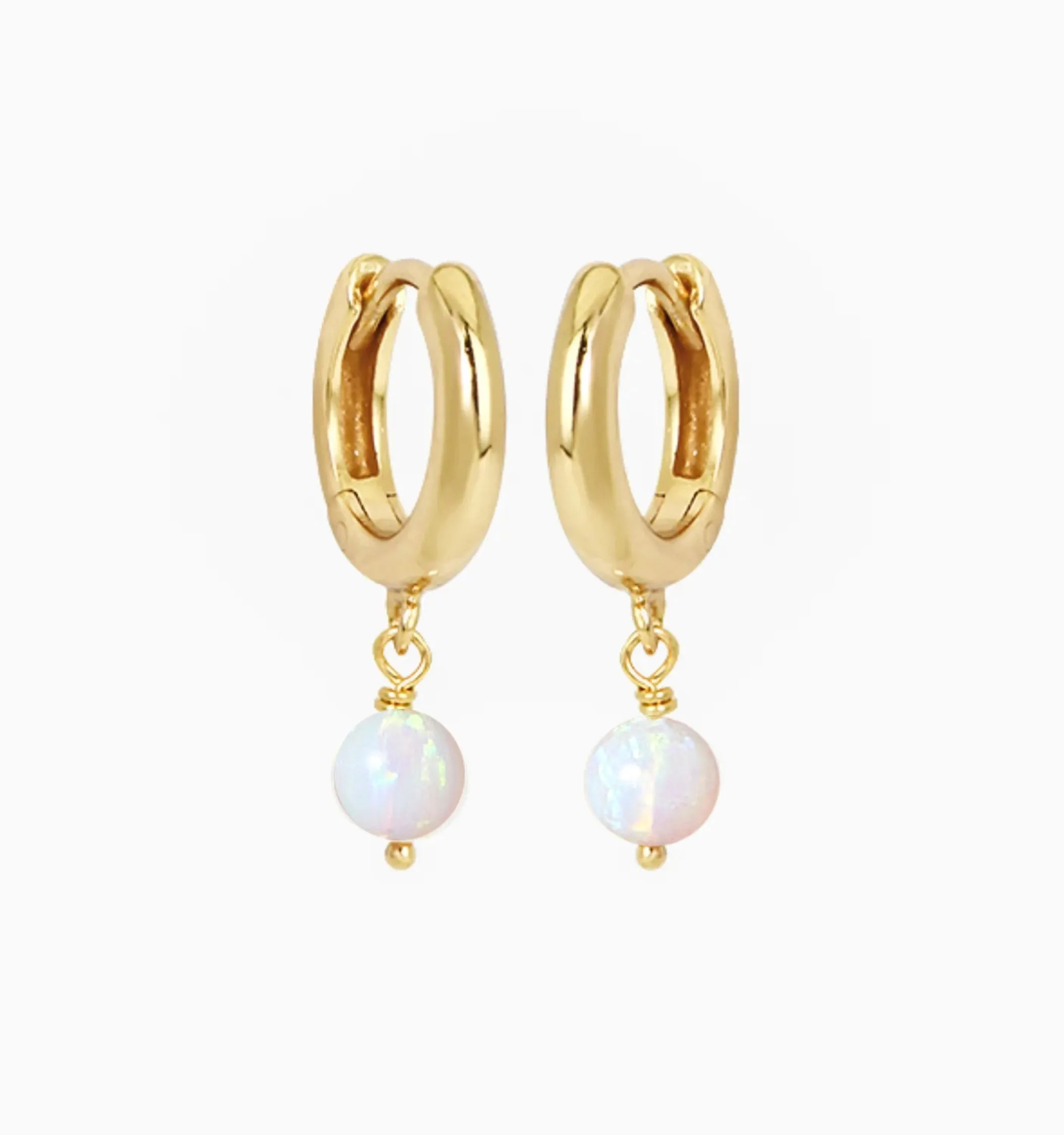 White Opal Huggie Earrings