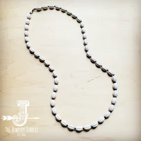 White Turquoise & Wood Melon Beaded Necklace 258p