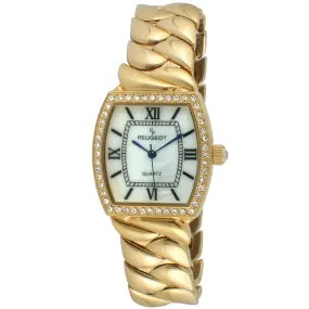 Women 34mm Barrel Shape Crystal Bezel Bracelet Watch