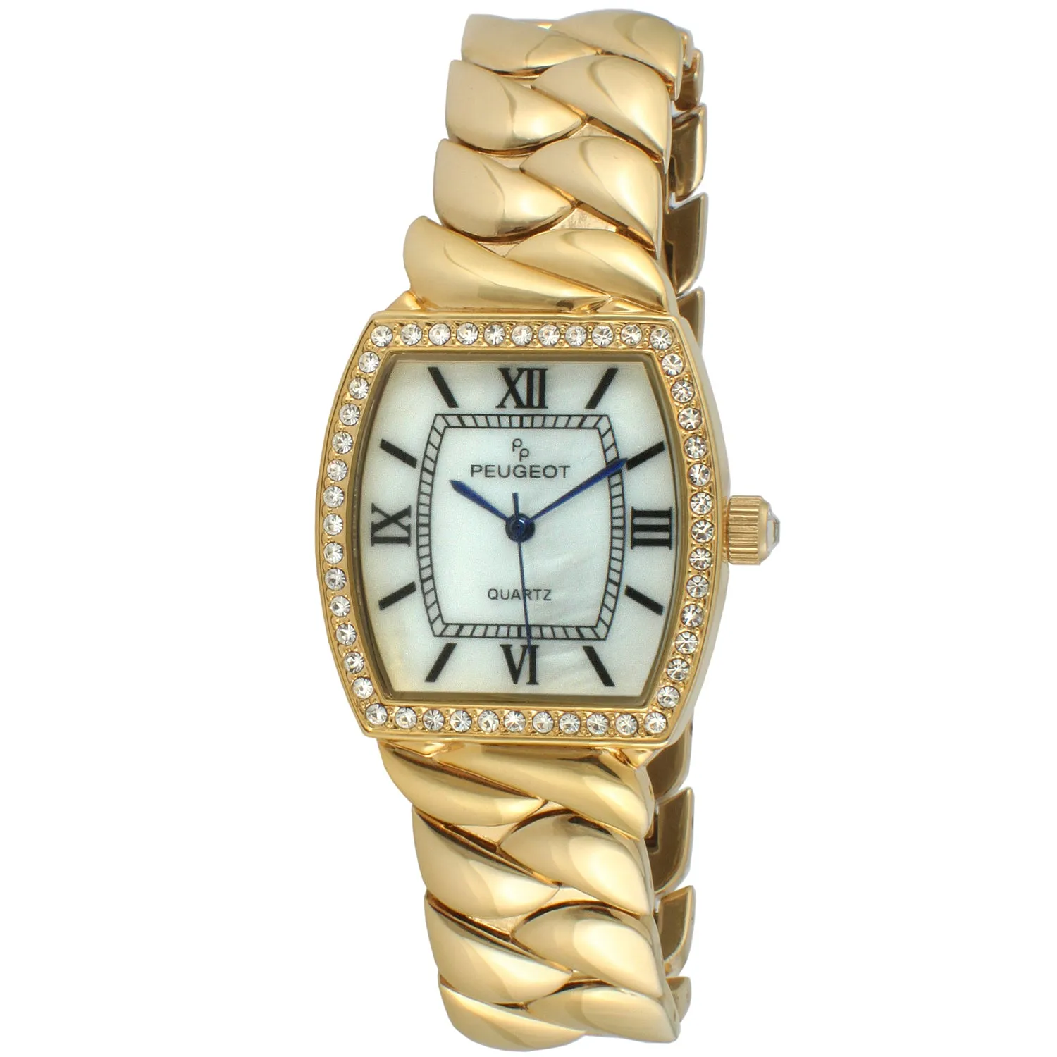 Women 34mm Barrel Shape Crystal Bezel Bracelet Watch