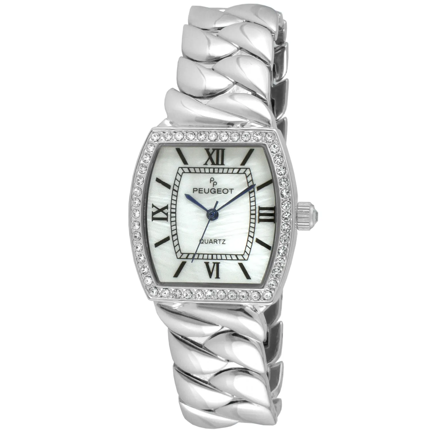 Women 34mm Barrel Shape Crystal Bezel Bracelet Watch