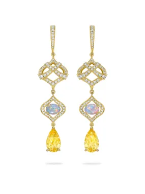 Woodland Beryl Opal Diamond Drop Earrings